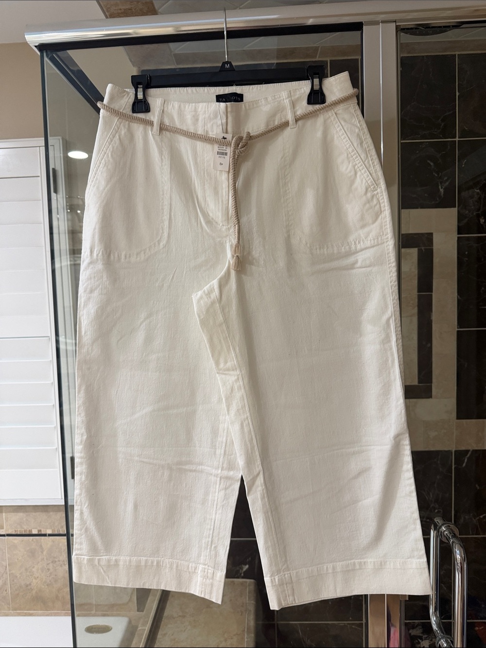 Talbots Cream Drawstring Cotton Bermuda Shorts